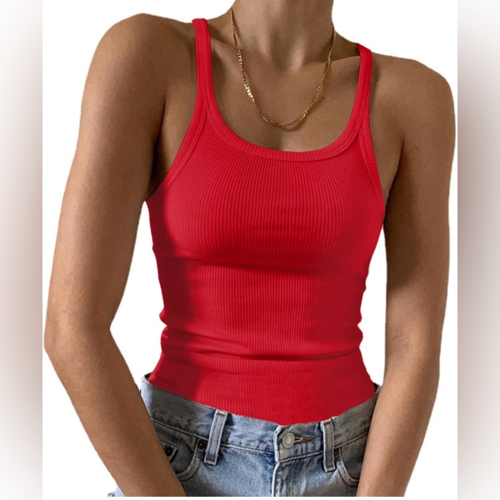 Women's Tank Top Scoop Neck Ribbed Knit